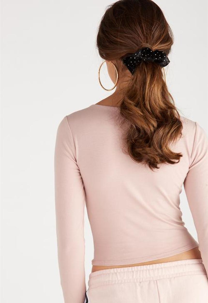 Supré  - Long sleeve raised neck crop tee - pink 
