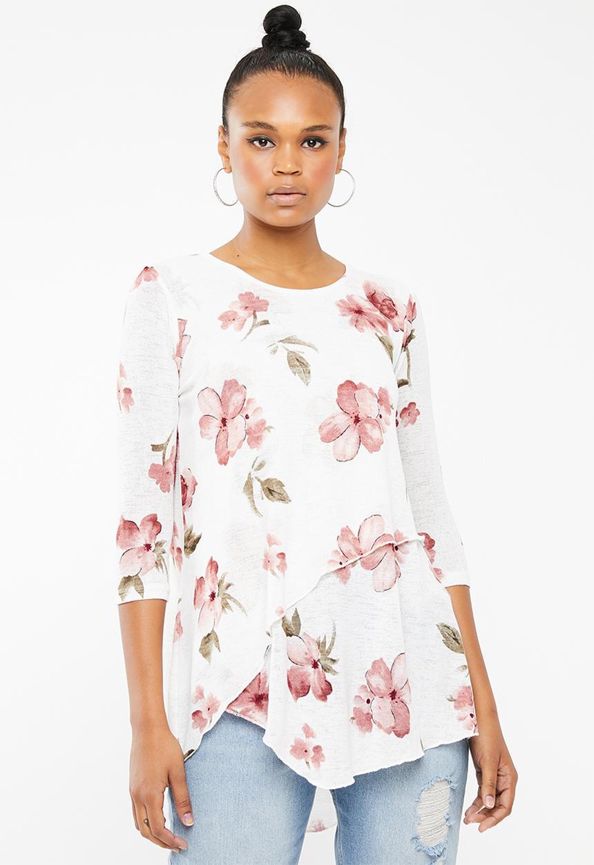 Revenge - Double layer floral top - cream