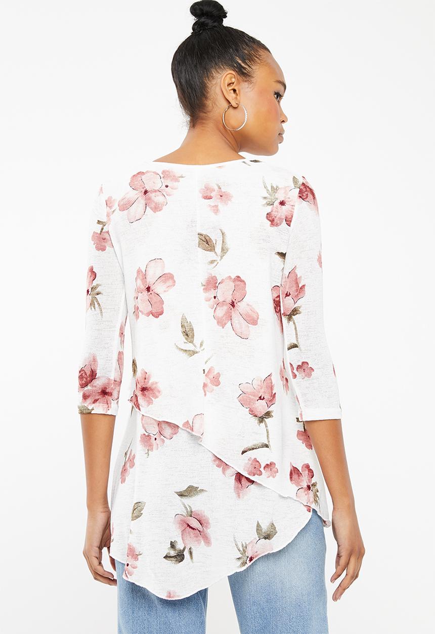 Revenge - Double layer floral top - cream