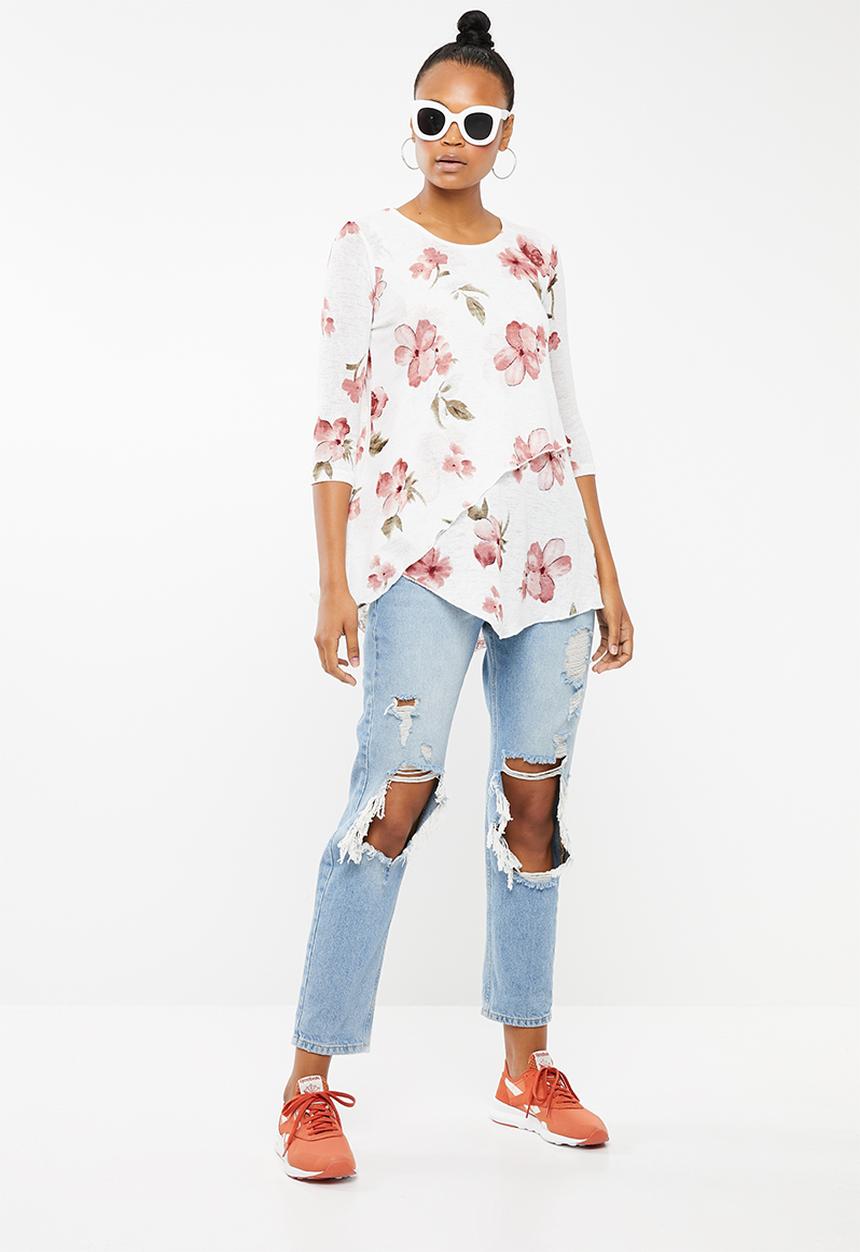 Revenge - Double layer floral top - cream