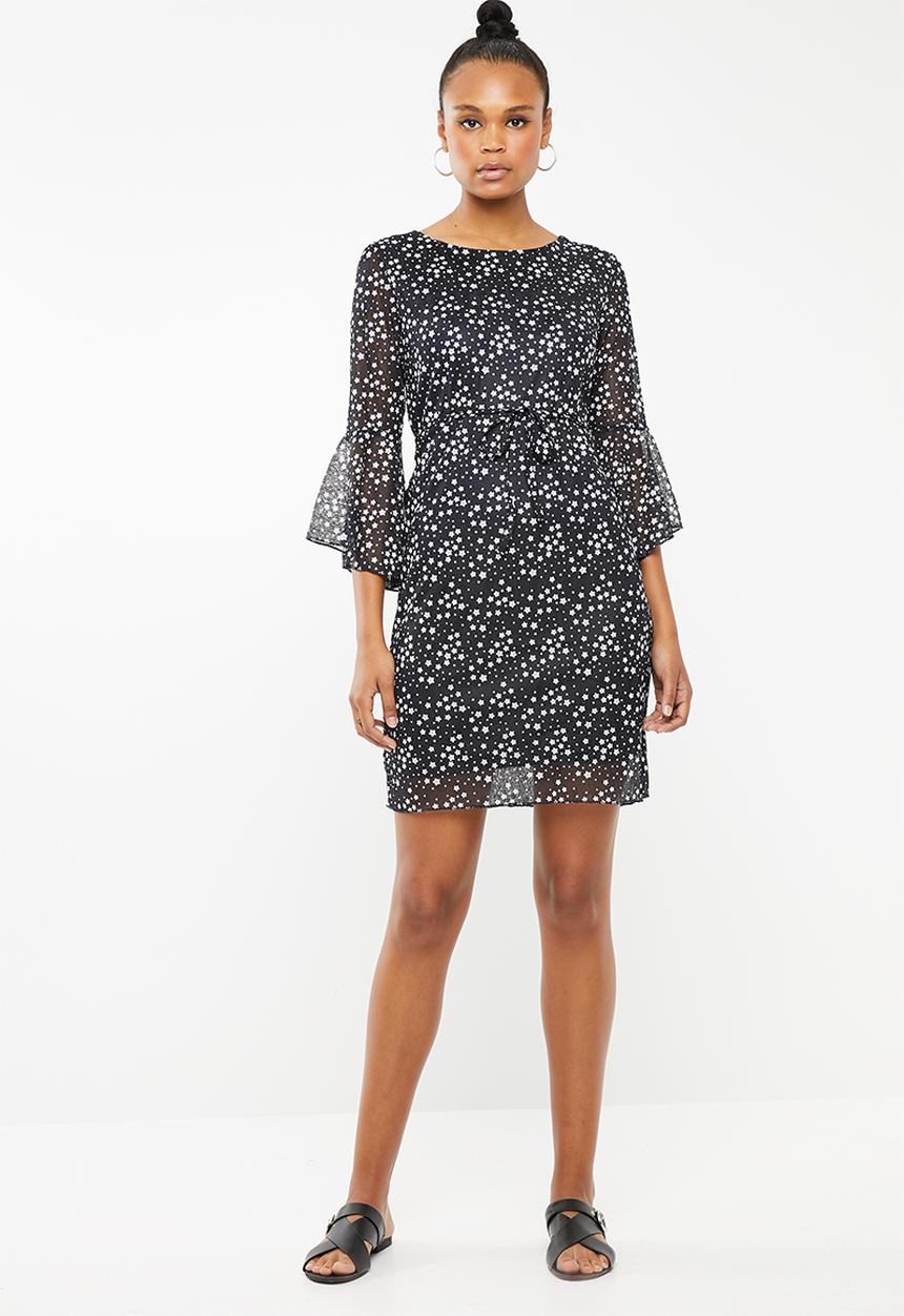 Revenge - Scalloped edge long sleeve dress - navy
