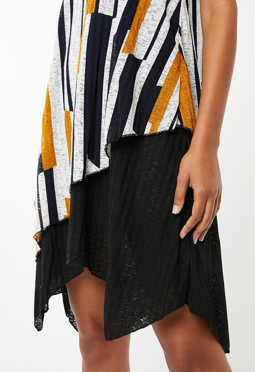 Revenge - Abstract printed double layer blouse - yellow