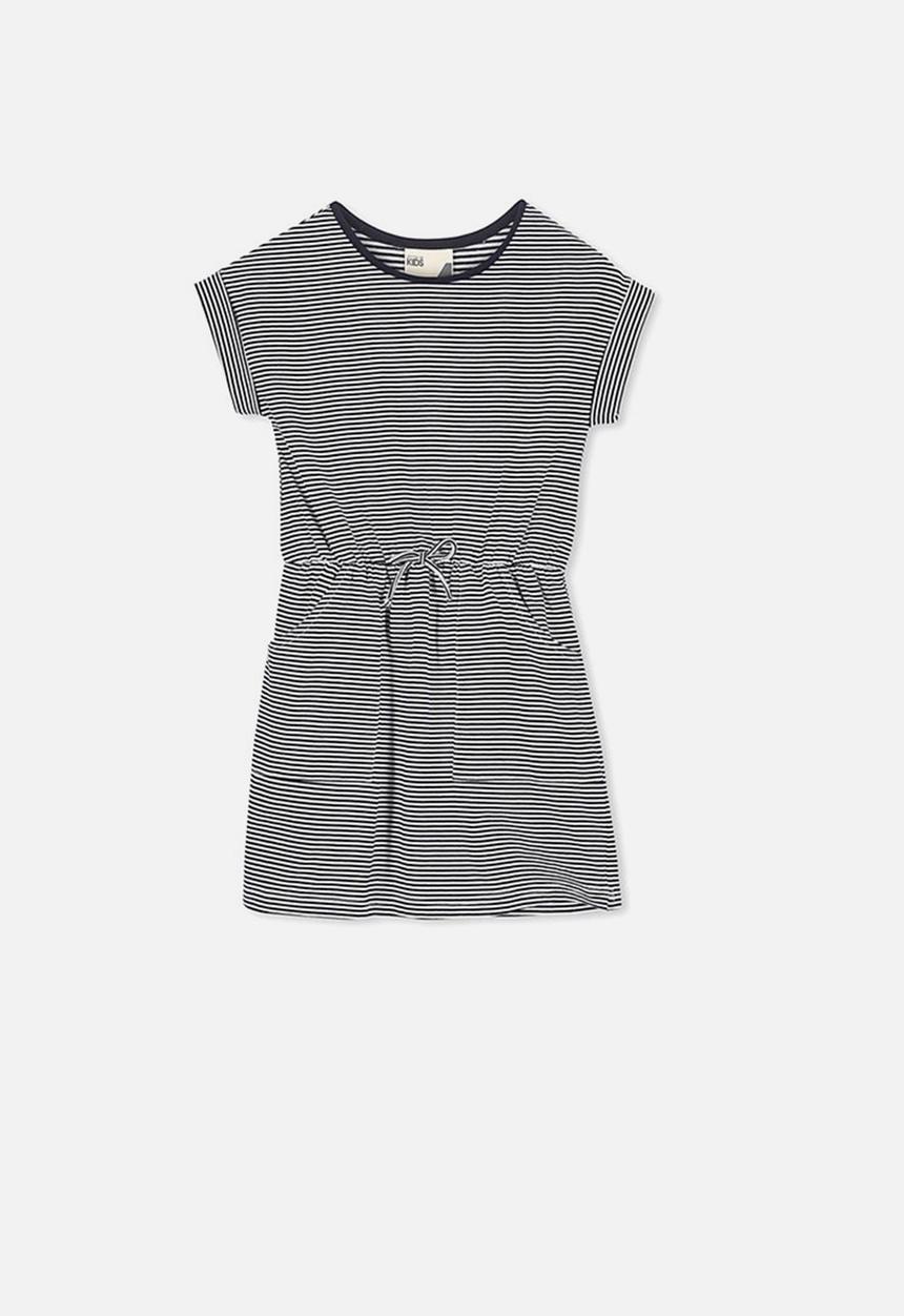 Cotton On - Sibella short sleeve dress - navy & white
