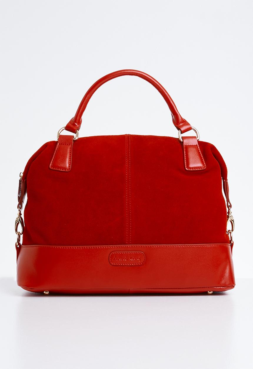 Anni King - Antwerp leather suede short handle handbag - red