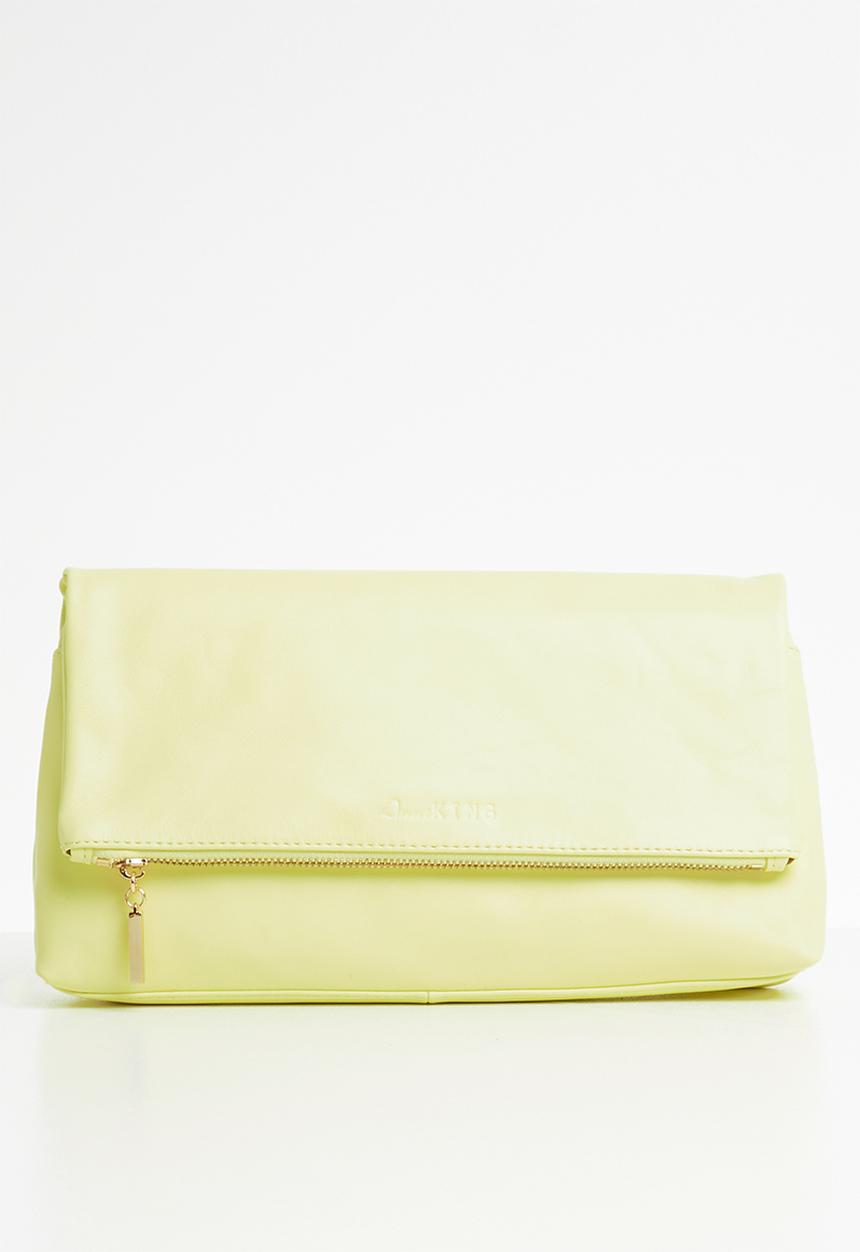 Anni King - Lianthus leather zip clutch bag - yellow