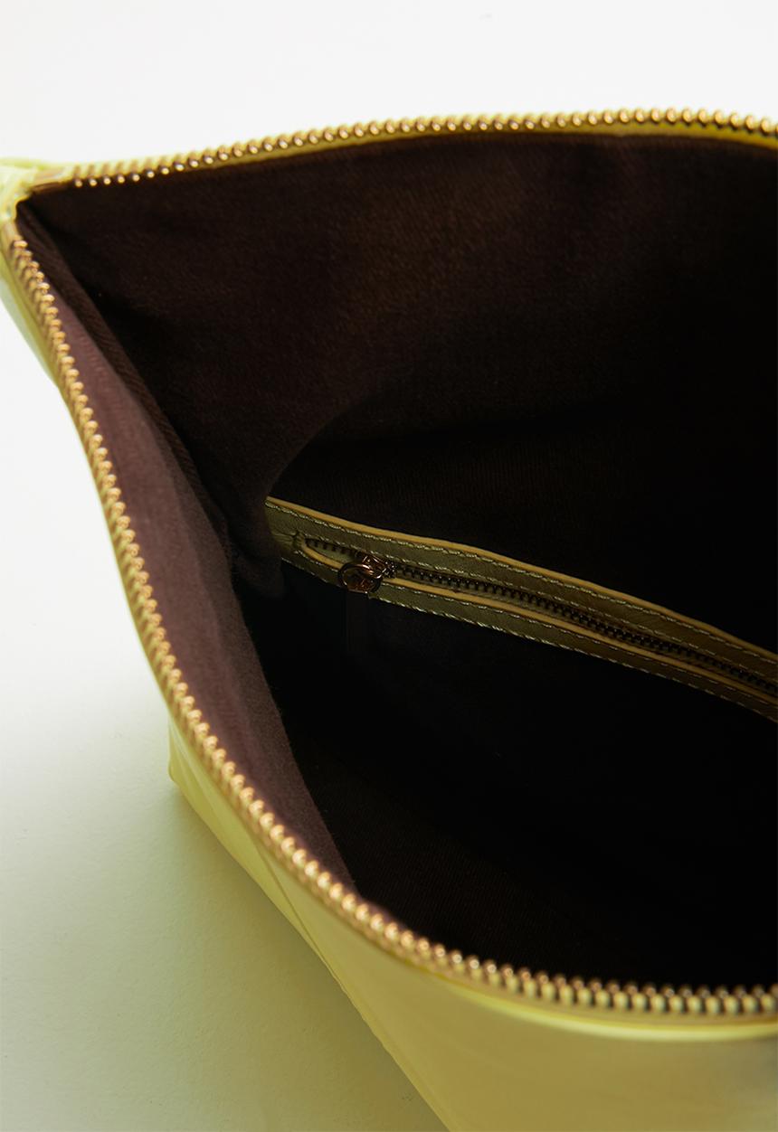 Anni King - Lianthus leather zip clutch bag - yellow