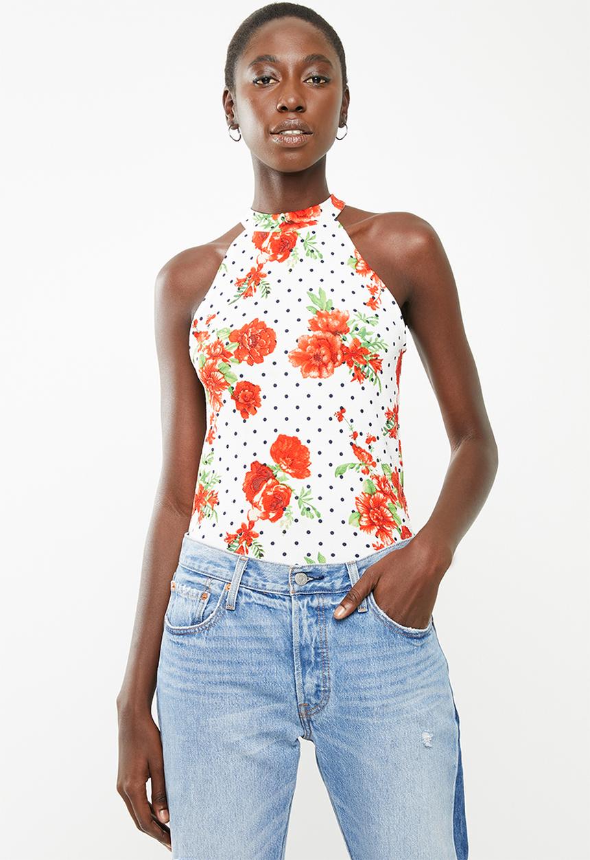 Superbalist - Cut away knit top - white floral 