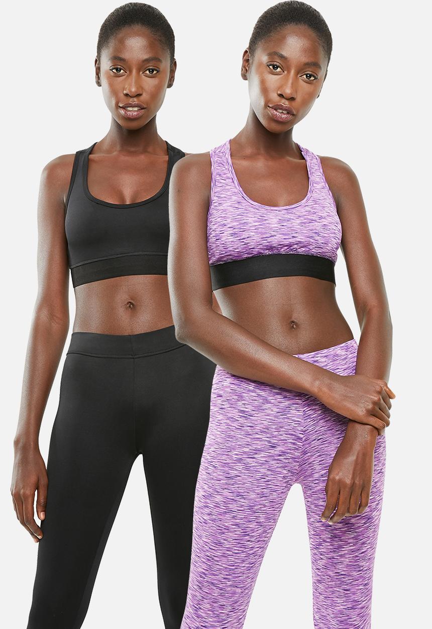 Superbalist - Sports bra 2 pack - black & purple