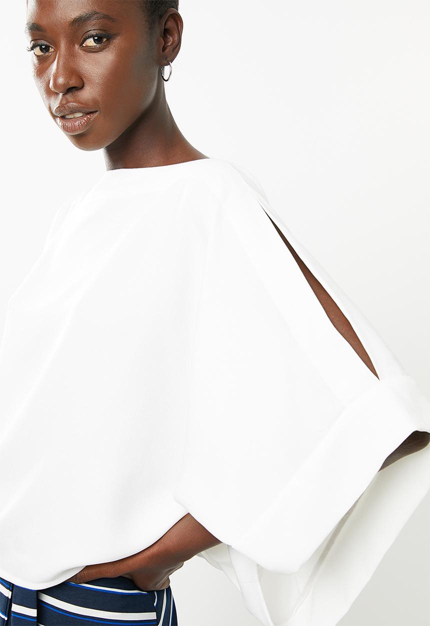 Superbalist - Cold shoulder scarf top - white