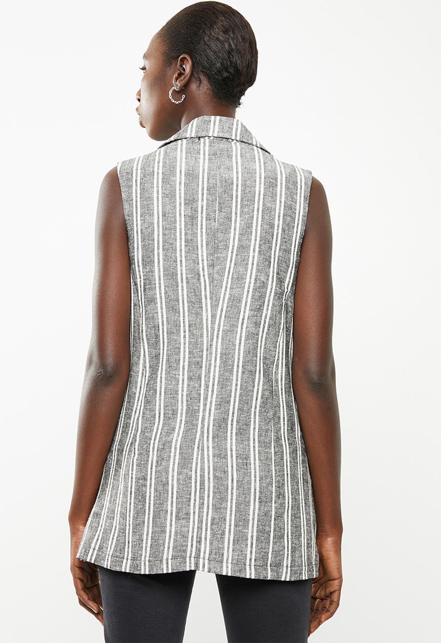 Superbalist - Sleeveless double breasted blazer - navy stripe