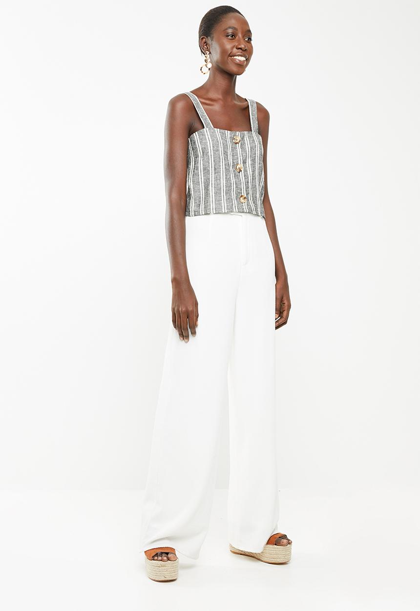 Superbalist - Woven boxy button front cami - black stripe 