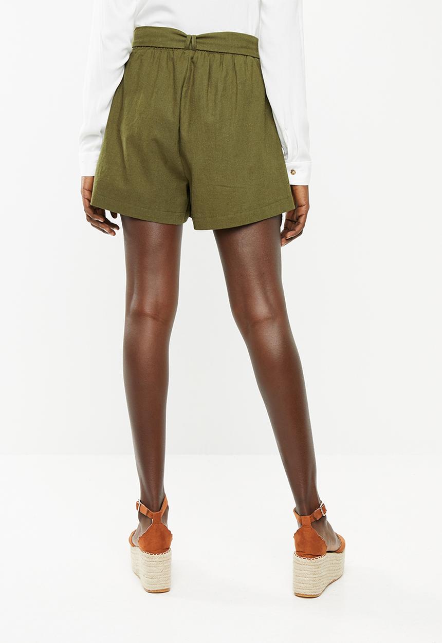 Superbalist - Linen blend short - green