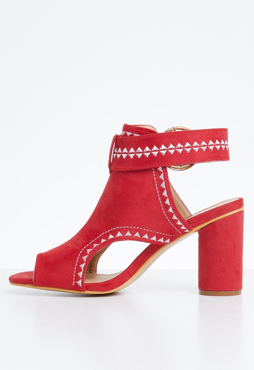 Jada - Ankle strap cut out heels - red