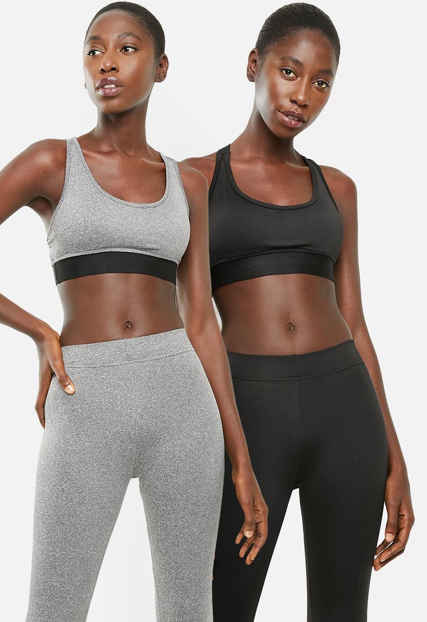 Superbalist - Scoop neck sport bra 2 pack - grey & black