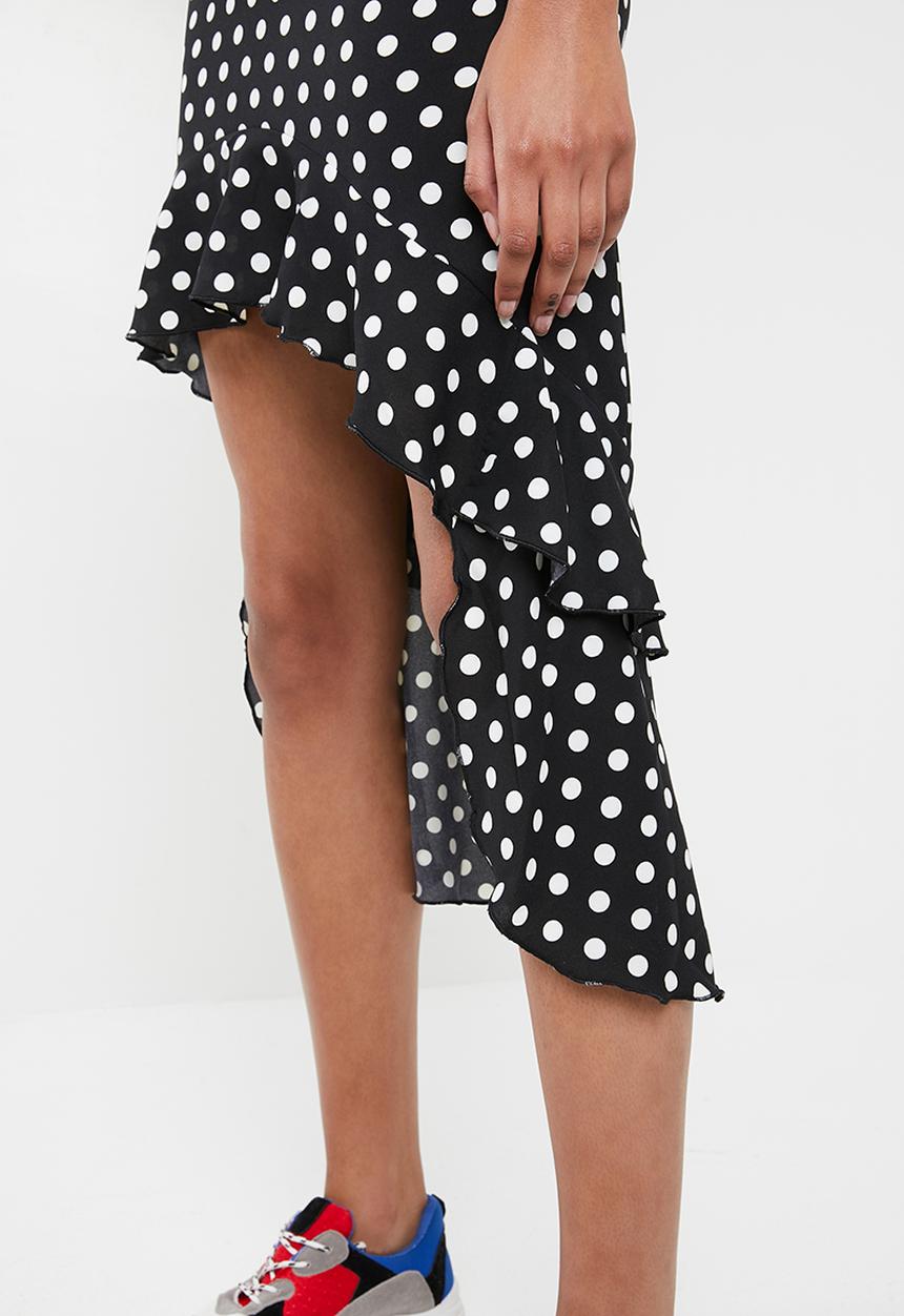 SISSY BOY - Spot frill maxi - black & white