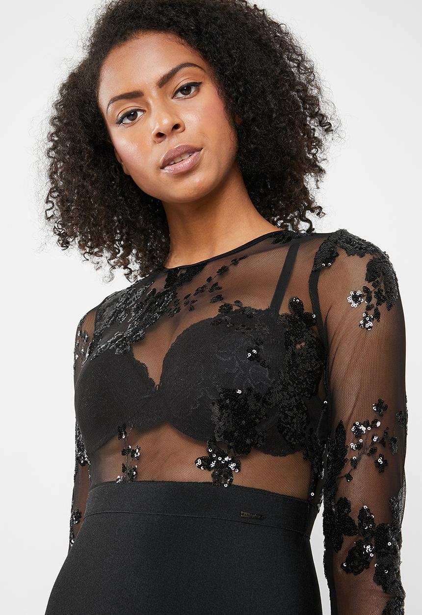 SISSY BOY - Sequins beaded bandage dress - black