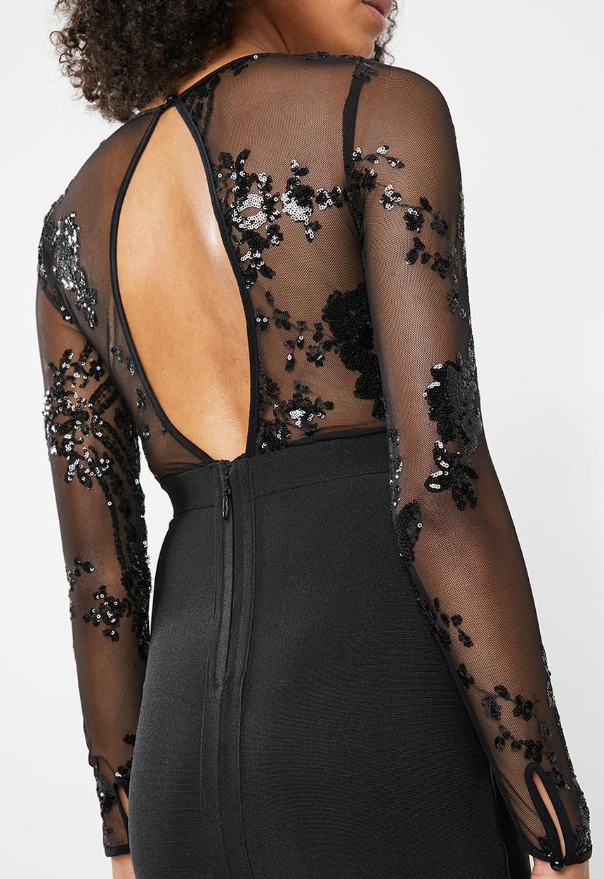 SISSY BOY - Sequins beaded bandage dress - black