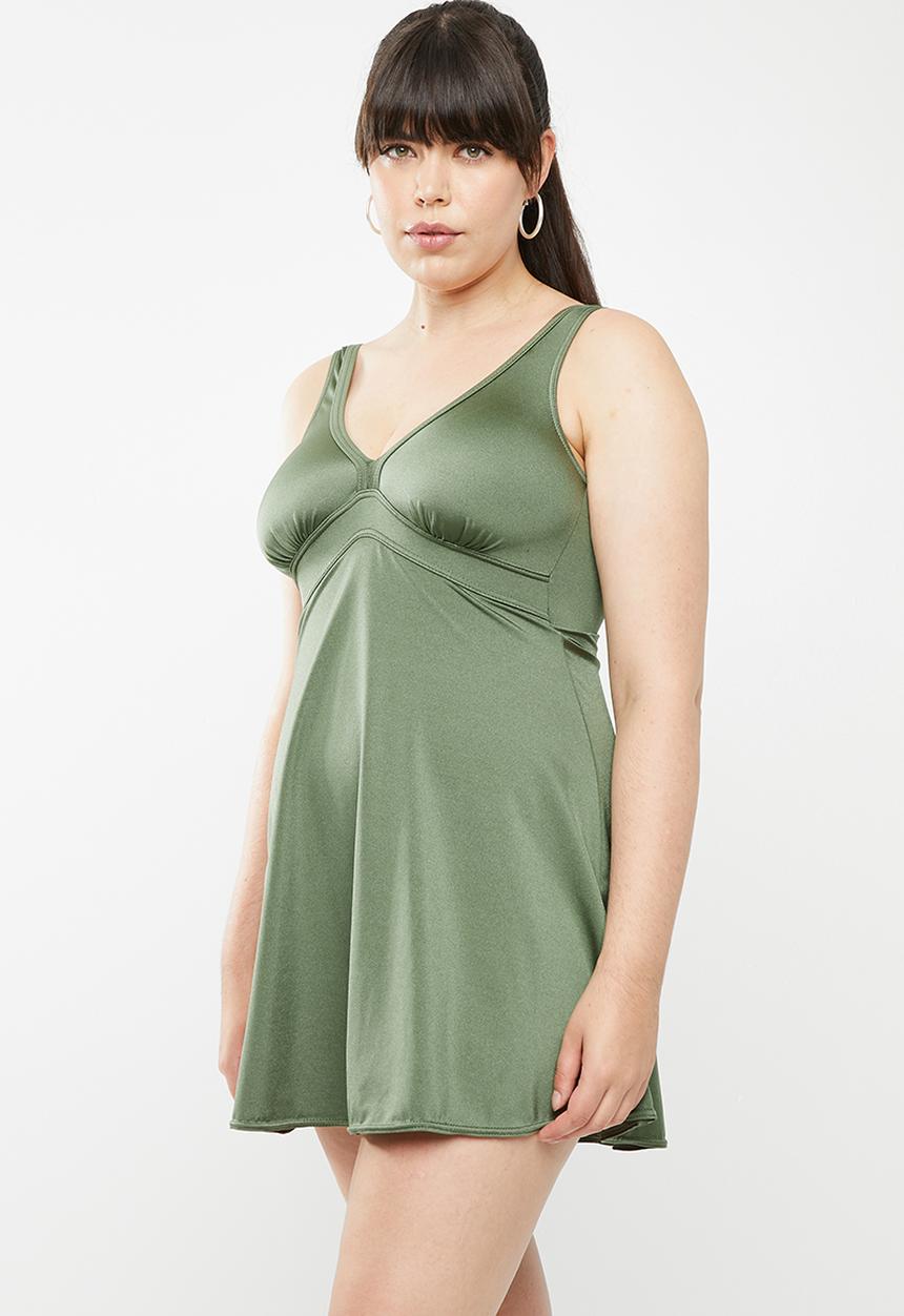 Jacqueline Plus - V-neck swim dress - green
