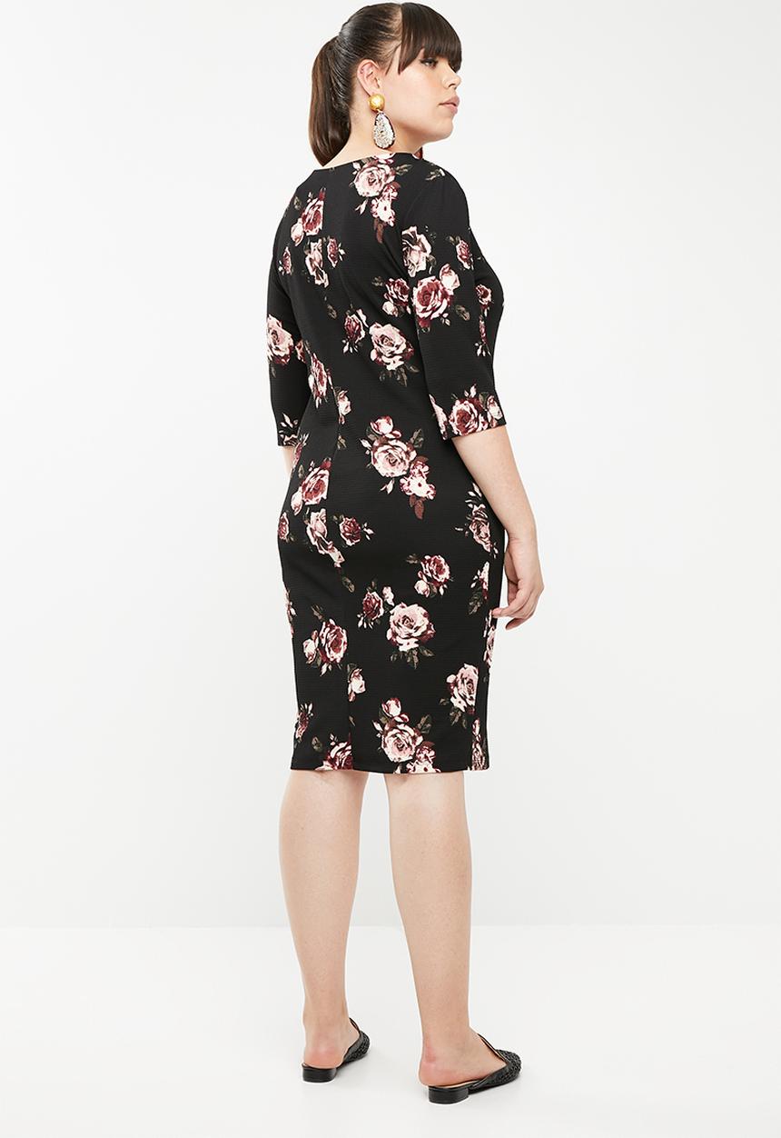 STYLE REPUBLIC PLUS - Eyelet detail bodycon dress - multi