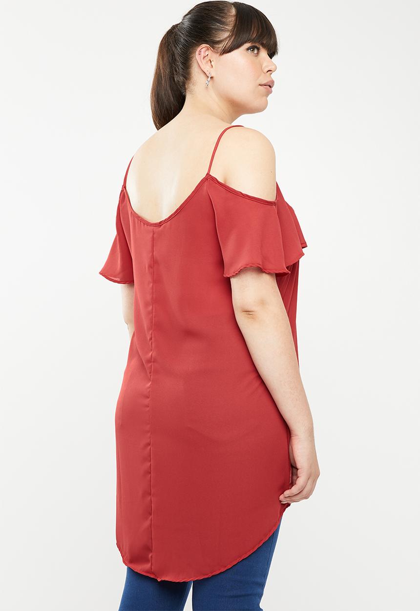 STYLE REPUBLIC PLUS - Cold shoulder tunic - red