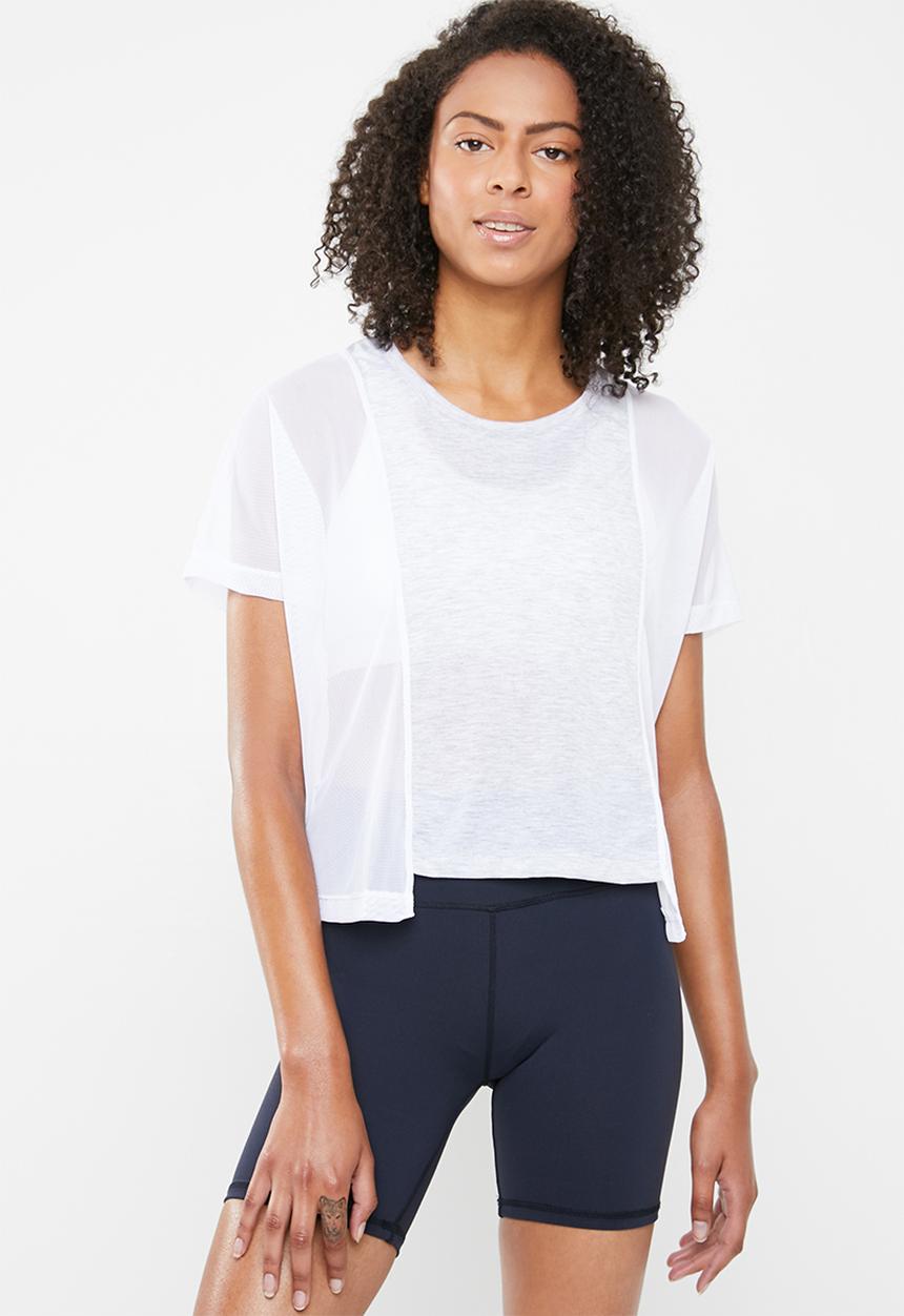 Cotton On - Mesh cropped T-shirt -  grey & white