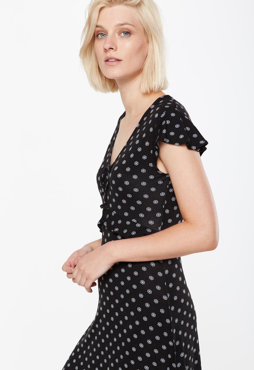 Cotton On - Rhianna short sleeve frill dress - black