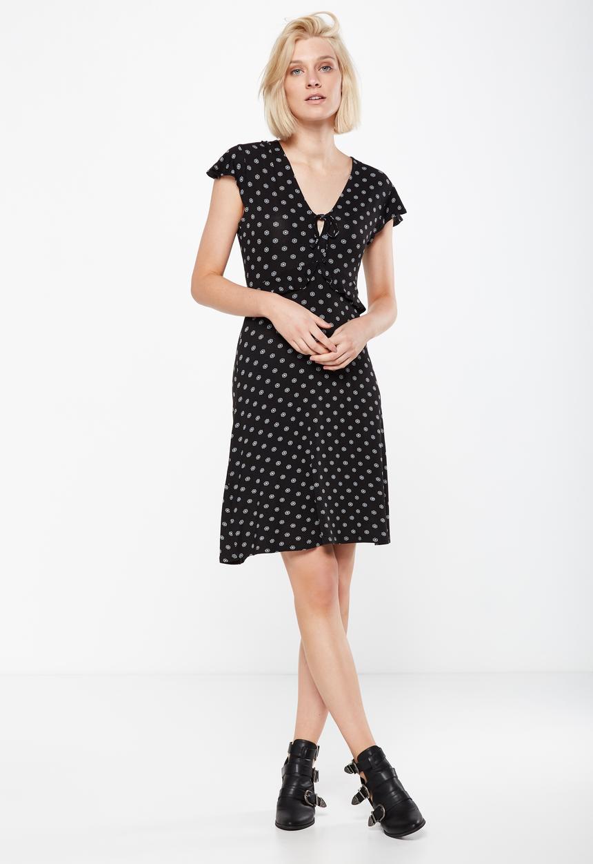 Cotton On - Rhianna short sleeve frill dress - black