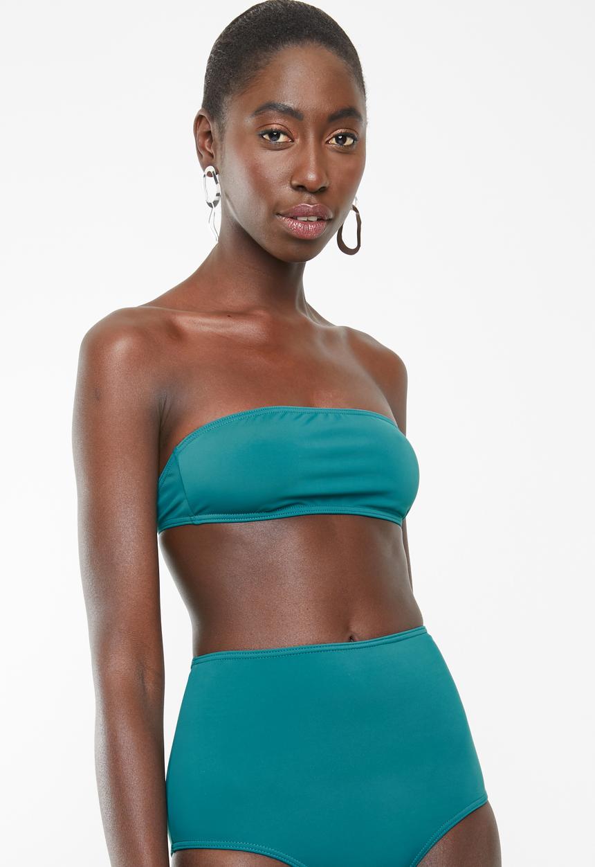 Lithe - Bandeu bikini top with tie back - green