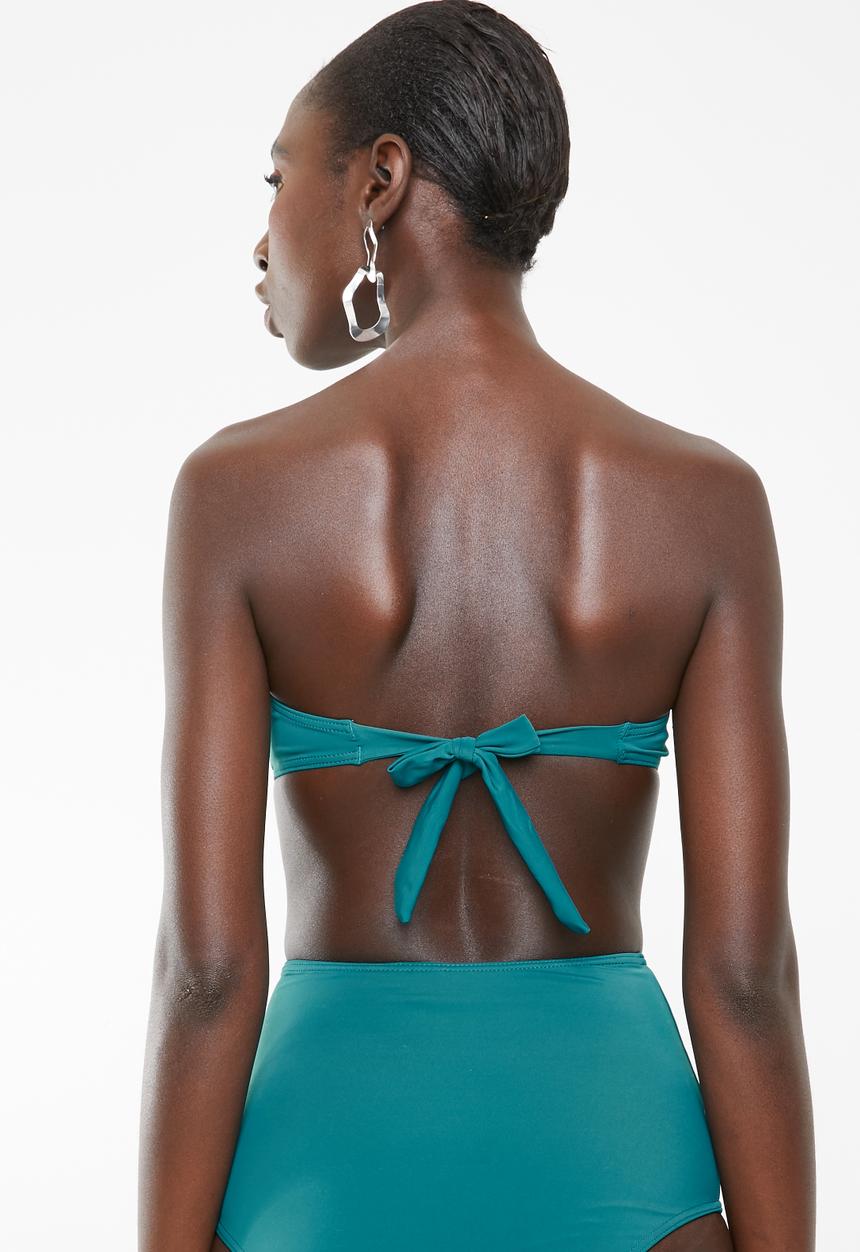 Lithe - Bandeu bikini top with tie back - green