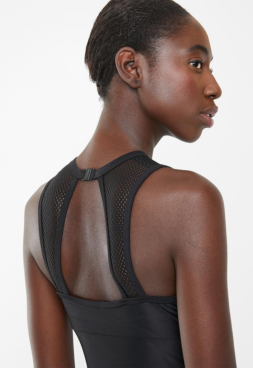 PIHA - Mesh detail high neck one piece - black