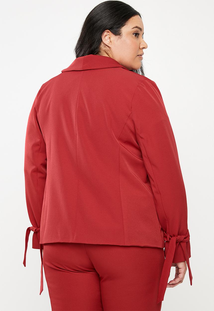 STYLE REPUBLIC PLUS - Tie detail blazer - red
