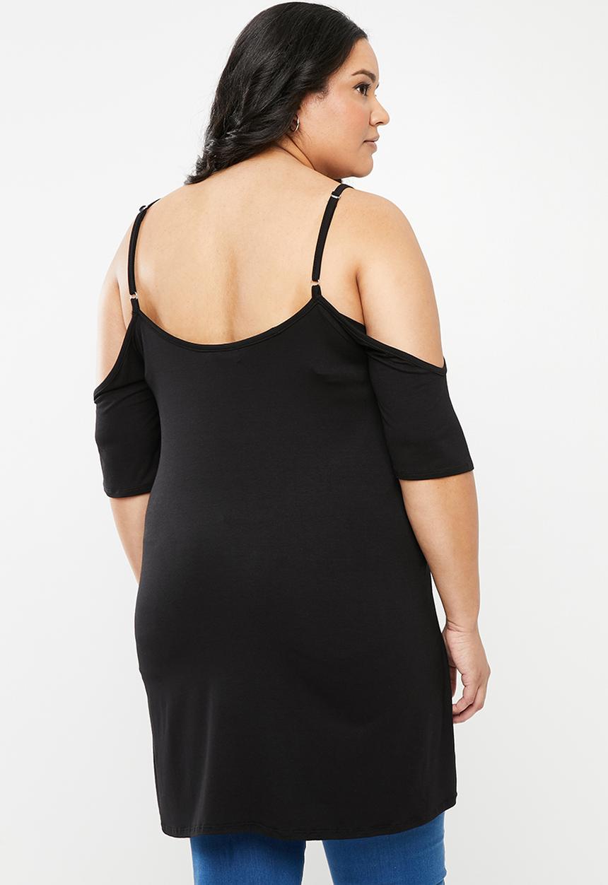 edit Plus - Cold shoulder tunic - black