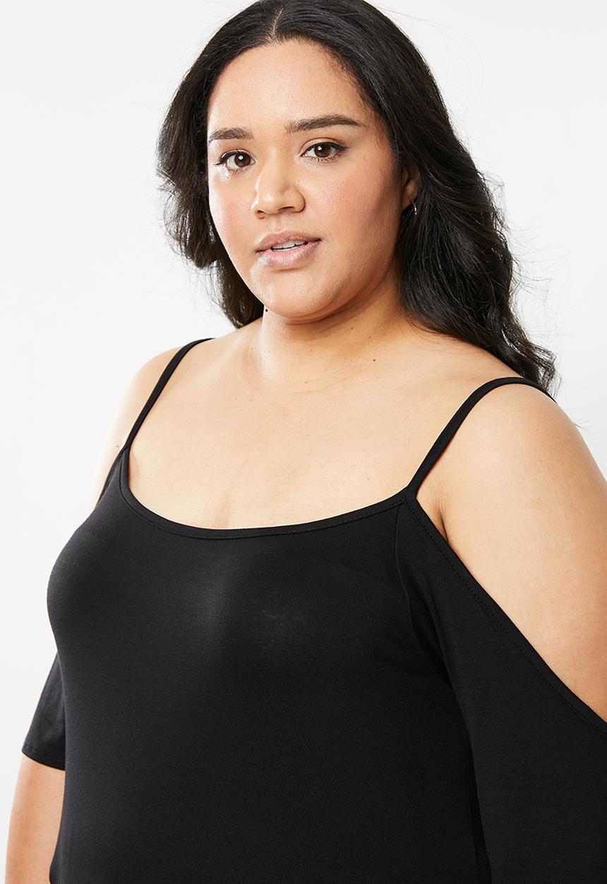 edit Plus - Cold shoulder tunic - black