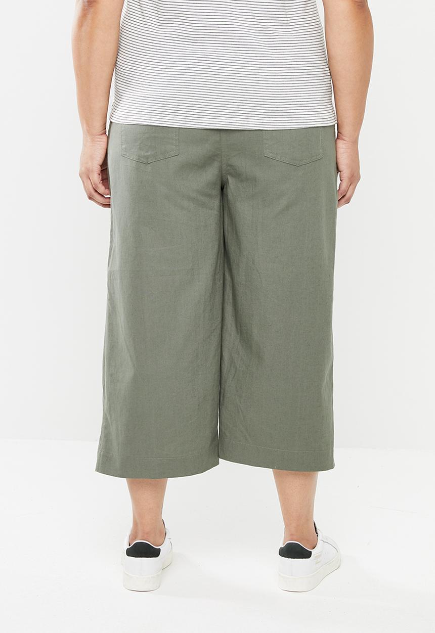 edit Plus - Linen capri pants - khaki green