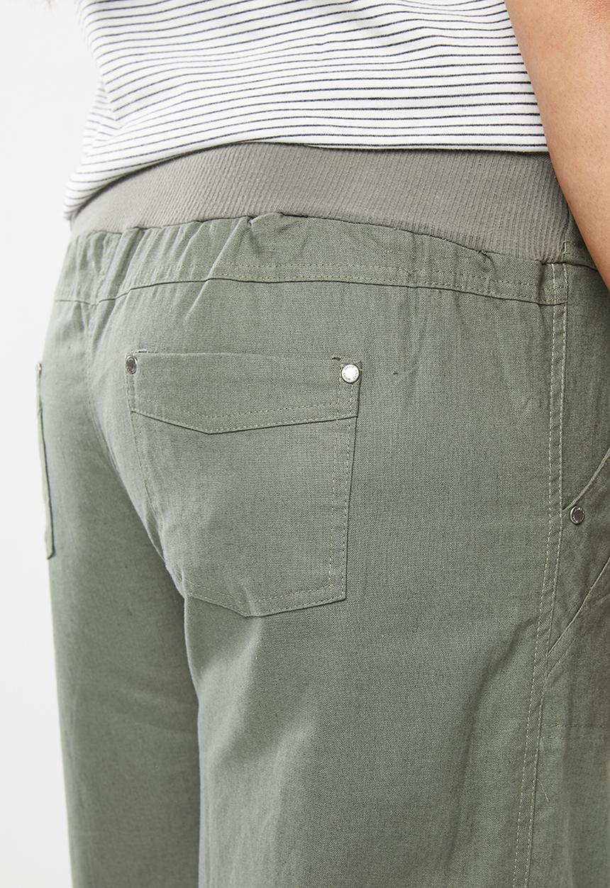 edit Plus - Linen capri pants - khaki green