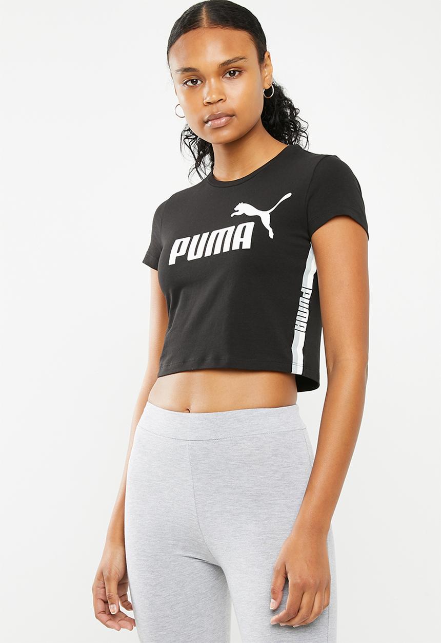 PUMA - Tape logo cropped tee - black