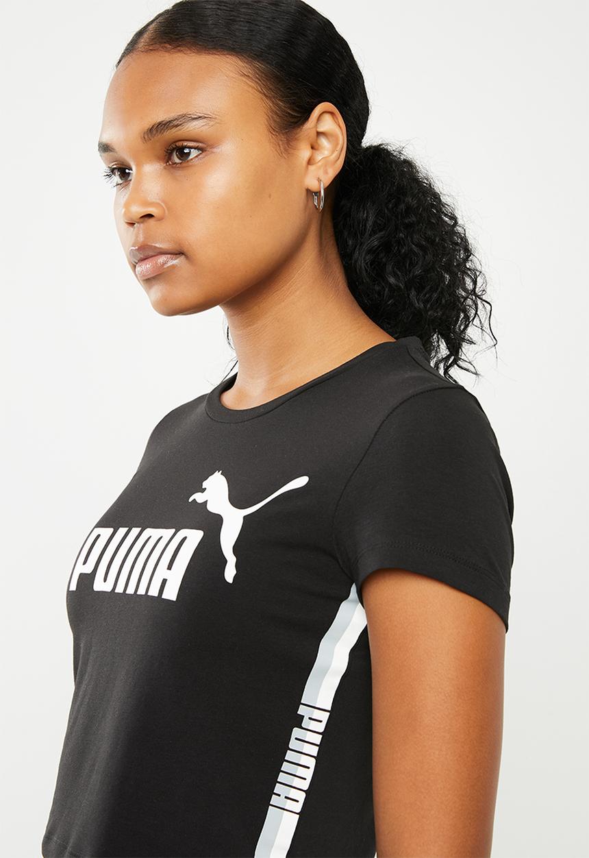 PUMA - Tape logo cropped tee - black