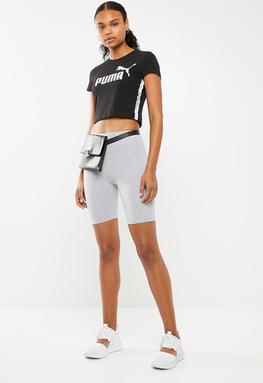 PUMA - Tape logo cropped tee - black