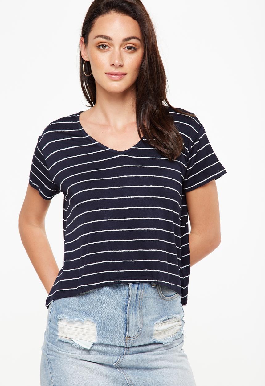 Cotton On - Madeline chop tee - navy & white