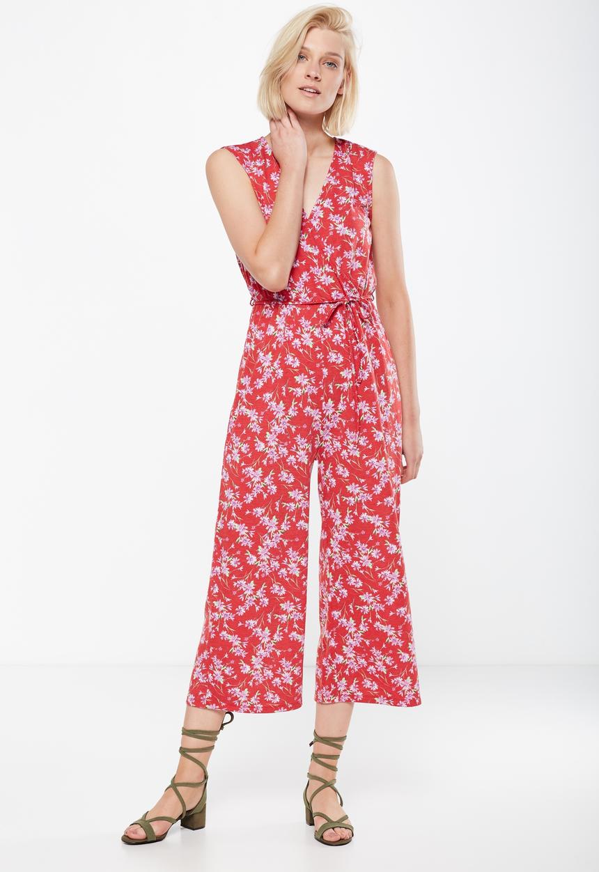 Cotton On - Jersey joss culotte jumpsuit - spiced floral red