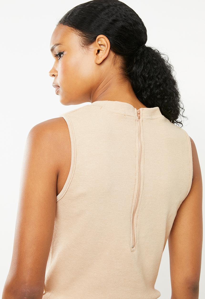 Missguided - Rib flare leg sleeveless jumpsuit - beige