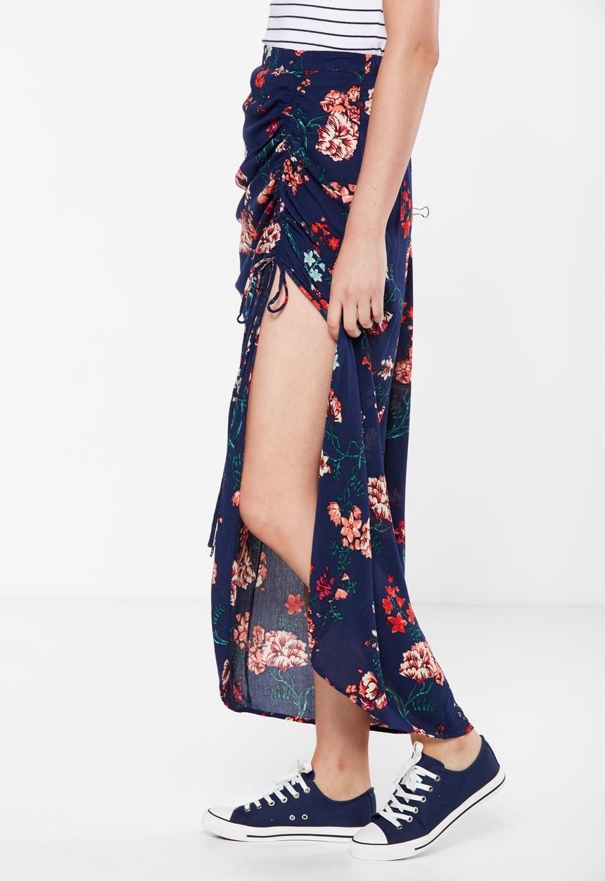 Cotton On - Woven elora rouched maxi skirt - navy