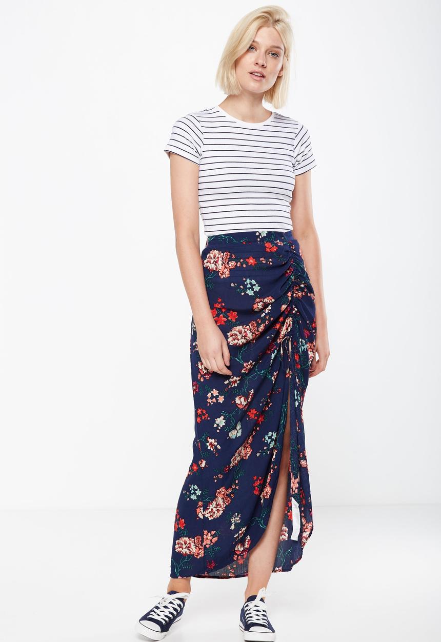 Cotton On - Woven elora rouched maxi skirt - navy