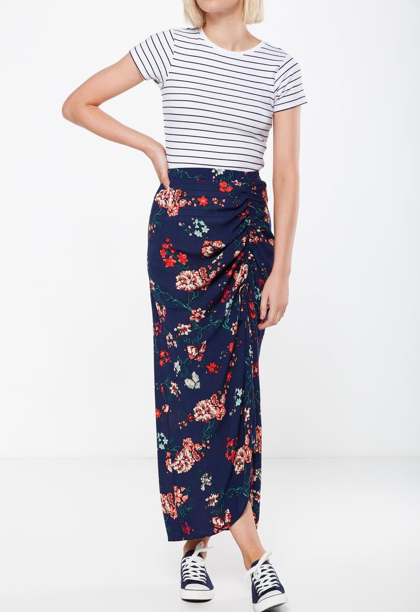 Cotton On - Woven elora rouched maxi skirt - navy