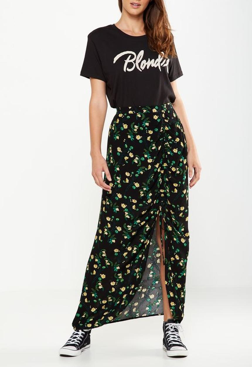 Cotton On - Woven elora rouched maxi skirt - black