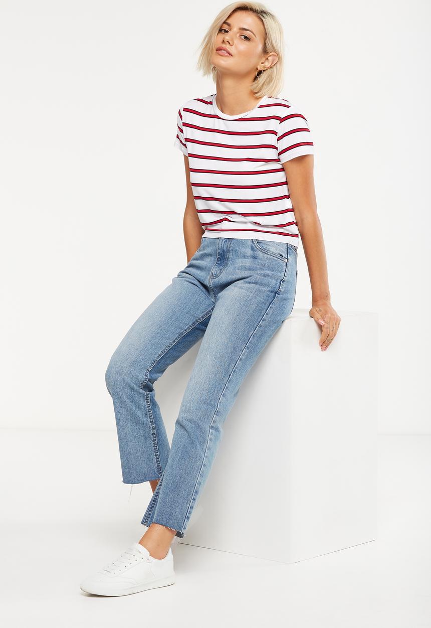 Cotton On - High rise kick flare crop stretch jeans - light blue
