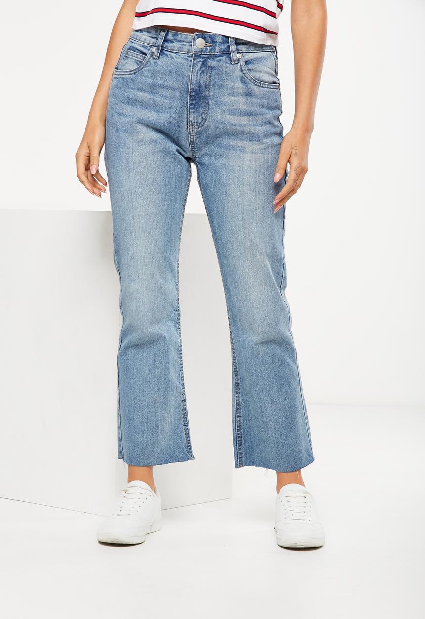 Cotton On - High rise kick flare crop stretch jeans - light blue