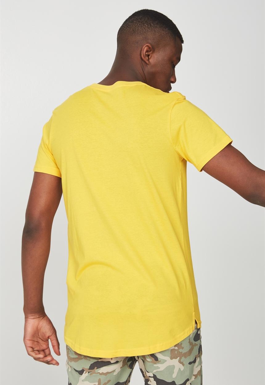 Cotton On - Essential longline curved hem tee - yellow