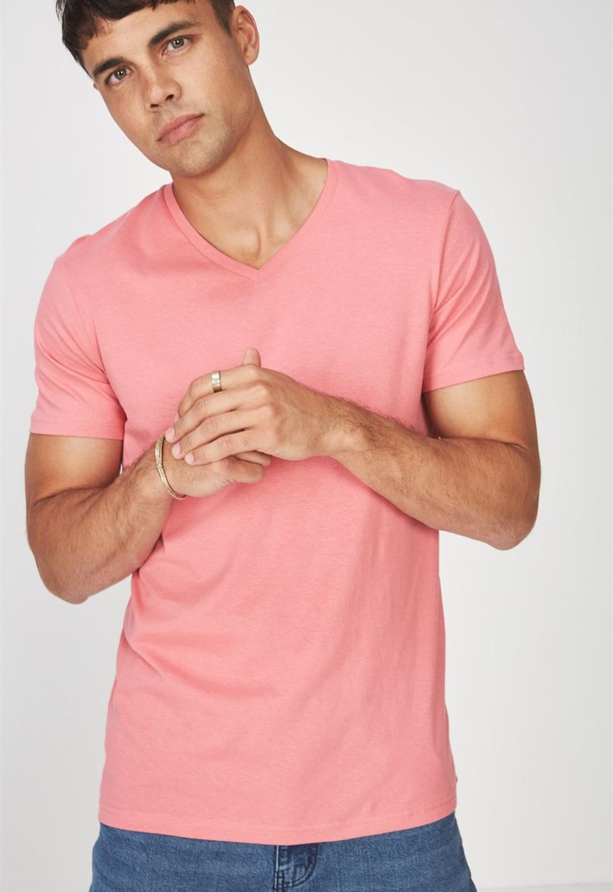 Cotton On - Essential v-neck short sleeve tee - pink