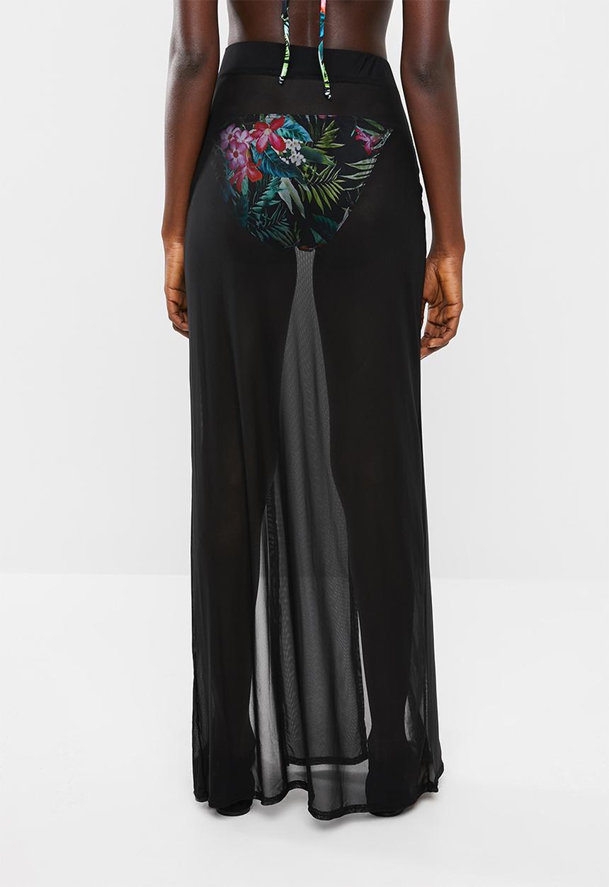 Missguided - Mesh split maxi skirt - black